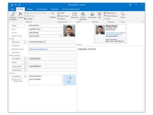 Microsoft Outlook: Kontakte ins Adressbuch speichern
