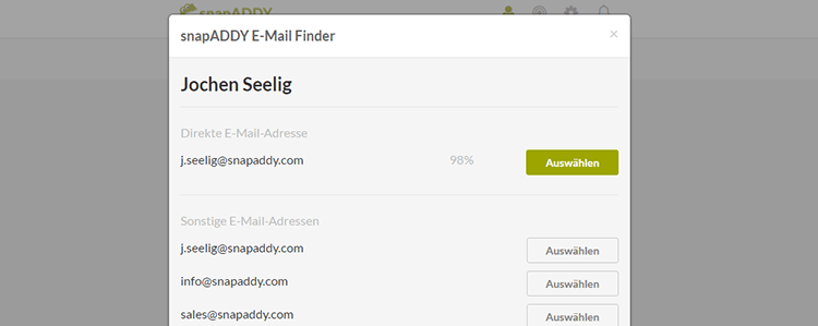 neues Feature: E-Mail Finder