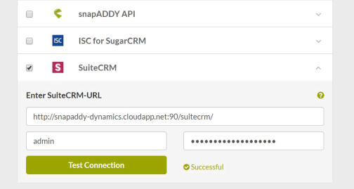 SuiteCRM: Simple connection to snapADDY