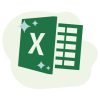 Icône Excel brillante car les données sont nettoyées.