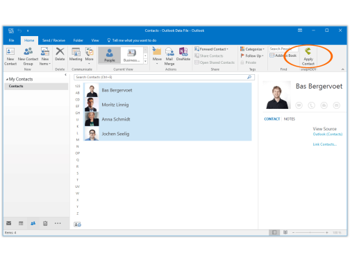snapADDY for  Microsoft Outlook: Update contacts
