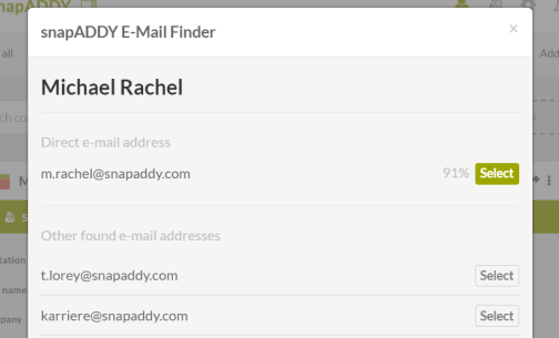 snapADDY Grabber: email validation